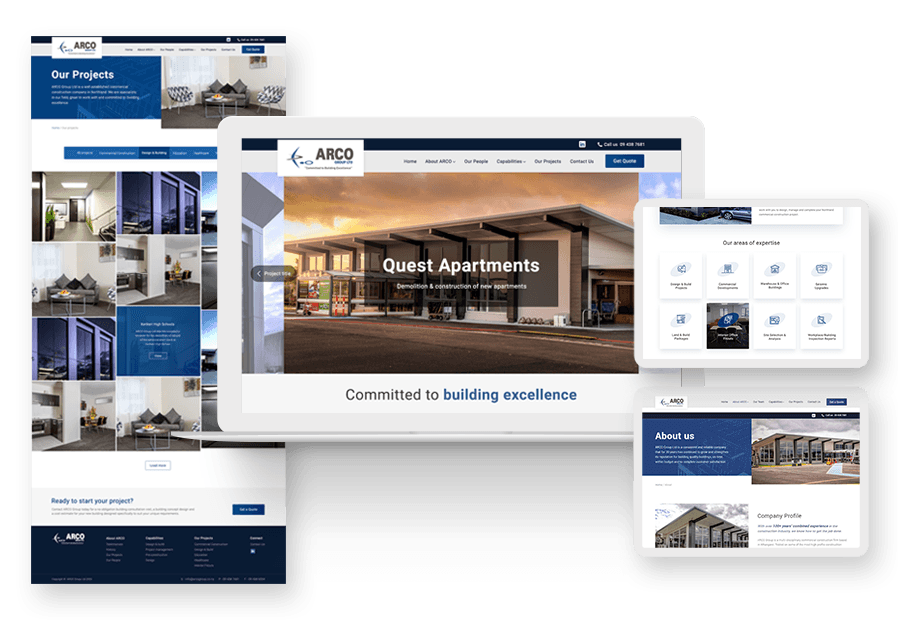 Quasar School created the website for construction company ARCO to present their services